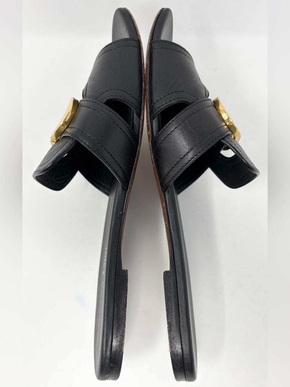 Dior 30 Montaigne Slides Black Calfskin Gold CD Logo Sandals Size 38 8 Authentic - Picture 12 of 15